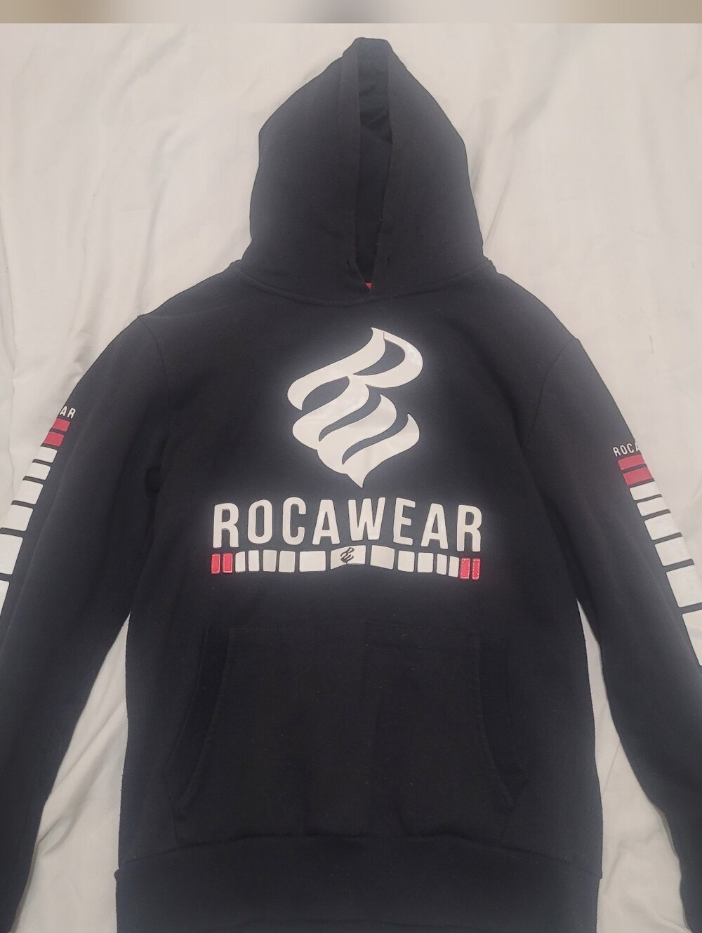 Vintage Rocawear Black Hoodie with White and Red Logo